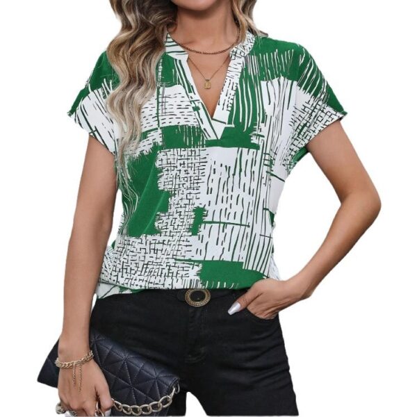 Short Sleeve V-neck Printed Shirt - Image 2