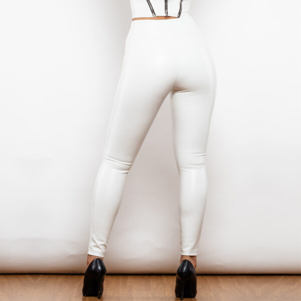 Shascullfites Melody Leather Leggings Scrunch V Shape Leather V Back Sexy Black PU Leather Tights Women High Waist Pants - Image 2