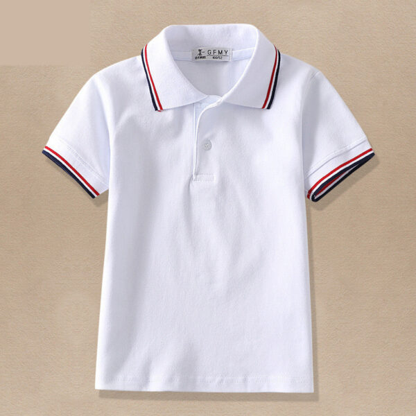 CUHK Childrens White Lapel T Shirt - Image 3