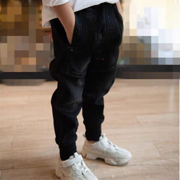 Kids Black Jeans Single Pants Spring And Autumn Boys Pants - Image 2
