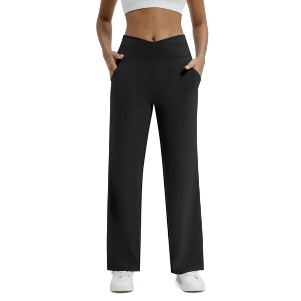 Nude Feel V Waist Cross With Pocket Fitness Sports Yoga Casual Pants - Image 3