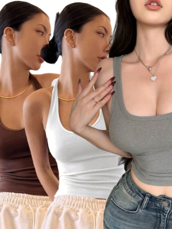 DAZY Solid Backless Halter Top  3PC Set - Image 7