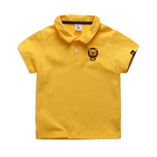 Summer Elastic Cotton Solid Color Short Sleeve  Men''s And Women''s Cartoon Polo T-shirt - Image 2