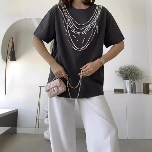 Heavy Industry Beads Pearl All-match Slimming And Fashionable Top - Image 3