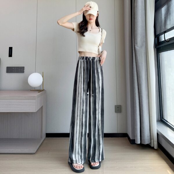 Tie-dyed Ink Painting Elastic High Waist Loose Casual Pants - Image 4