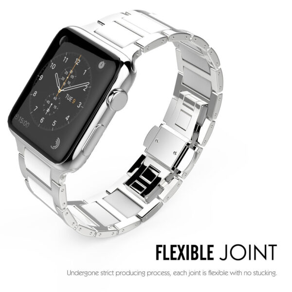 Universal Stainless Steel And Black Ceramics Apple Stainless Steel Strap - Image 3