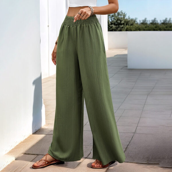 Green Casual Wide-leg Pants For Women - Image 2