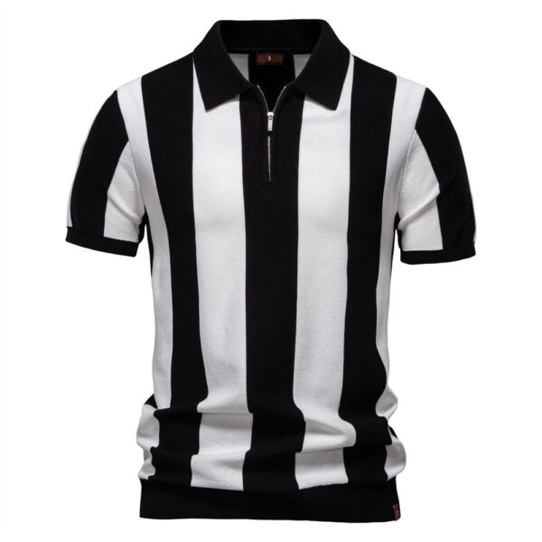 Lapel Short-sleeved Woolen Polo Shirt For Men - Image 5