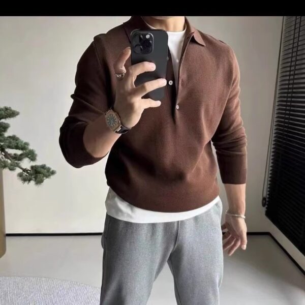 Knitted Long Sleeve Casual Bottoming Shirt - Image 8