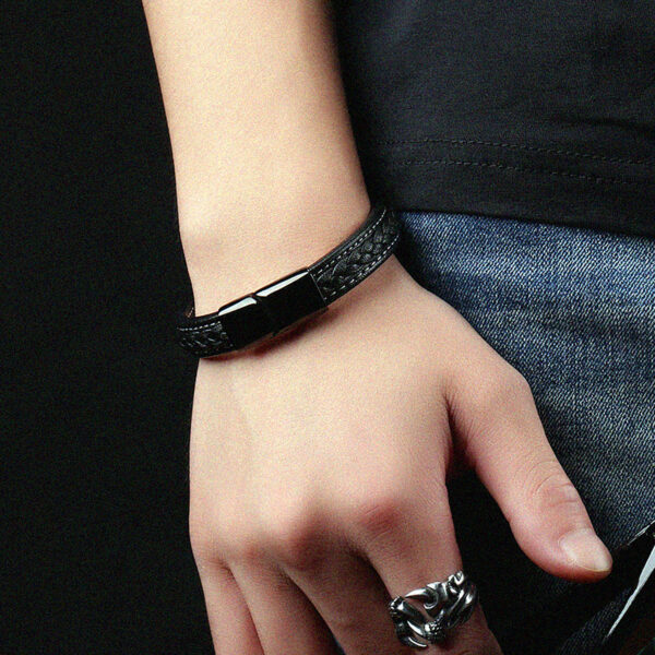 Black titanium steel bracelet - Image 4