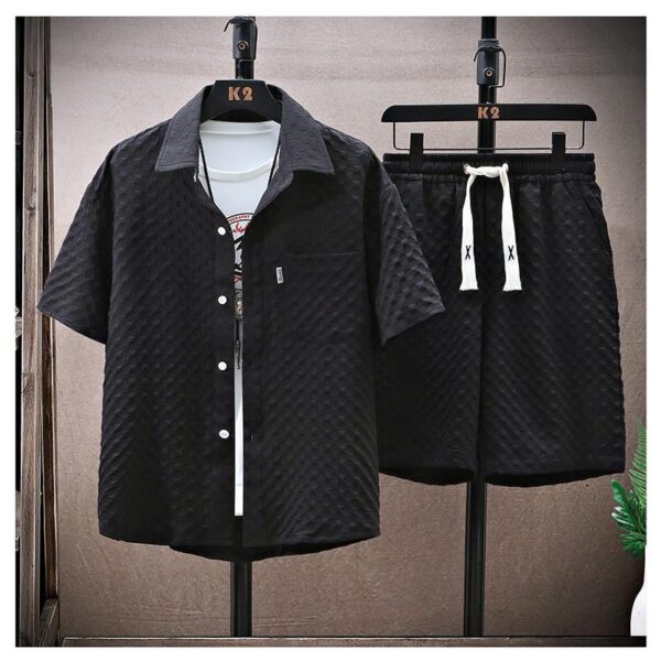 Youth Summer Suit Men's Loose Casual Shirt Short-sleeved Shorts - Image 9