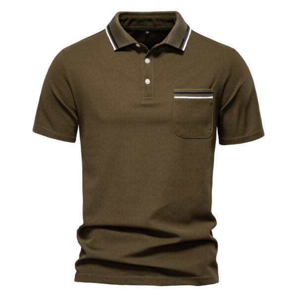 Short-sleeved Polo Shirt Striped Lapel Business Casual Top Men - Image 3