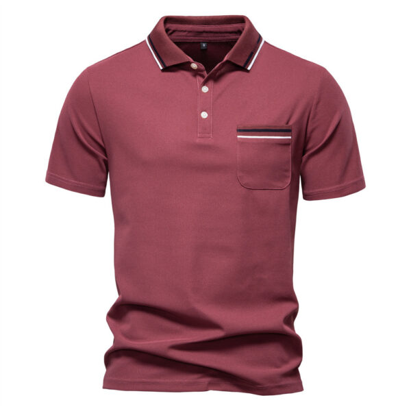 Short-sleeved Polo Shirt Striped Lapel Business Casual Top Men - Image 5