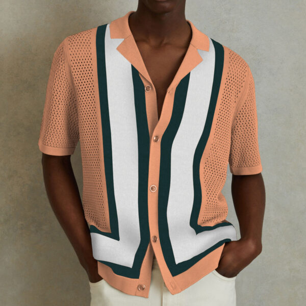 Men's Summer New Striped Contrast Color Knitwear Top - Image 8