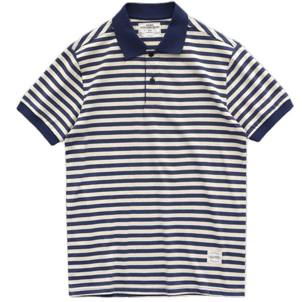 Summer Loose Lapels Men's Retro Casual Striped Short Sleeve - Image 5