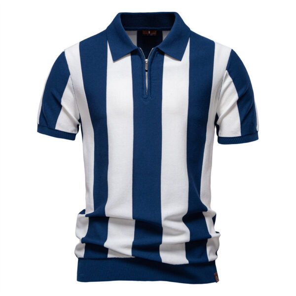 Lapel Short-sleeved Woolen Polo Shirt For Men - Image 4