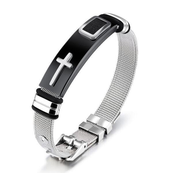 Steel mesh bracelet bracelet Bracelet gold cross titanium steel men's personality bracelet - Image 3