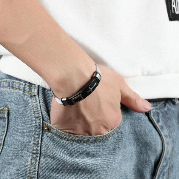 Steel mesh bracelet bracelet Bracelet gold cross titanium steel men's personality bracelet - Image 5