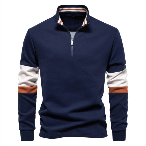 Polo Collar Contrast Color Casual All-matching Hoodie - Image 4
