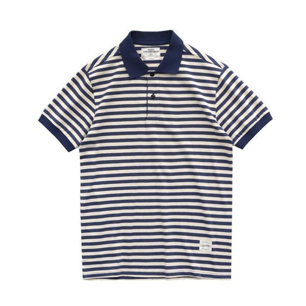 Summer Loose Lapels Men's Retro Casual Striped Short Sleeve - Image 2