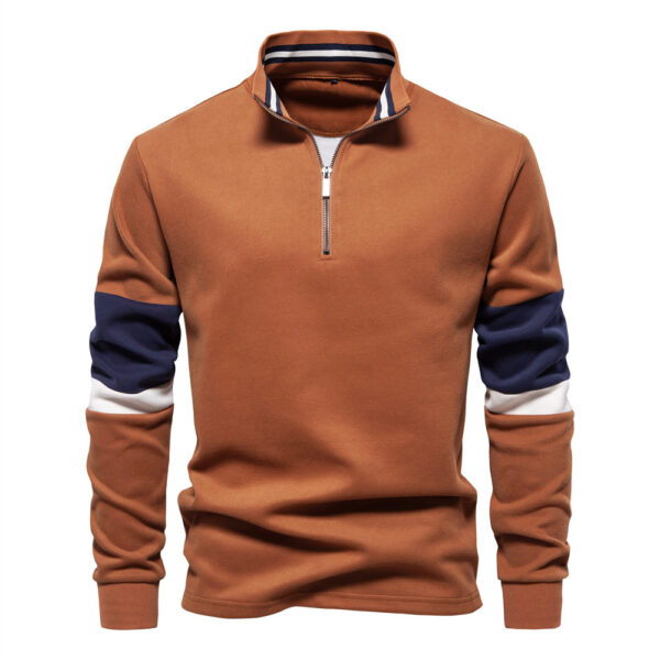 Polo Collar Contrast Color Casual All-matching Hoodie - Image 8