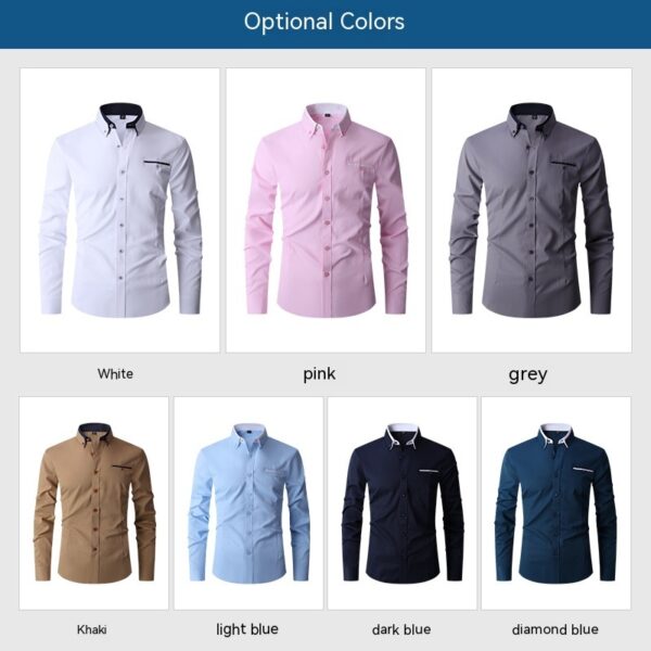 Faux Pocket Decorative Men's Long-sleeved Shirt European Size - Image 9