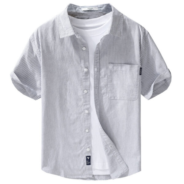 Summer Menswear Striped Minimalist Short Sleeve Shirt - Image 3