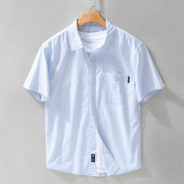 Summer Menswear Striped Minimalist Short Sleeve Shirt - Image 8