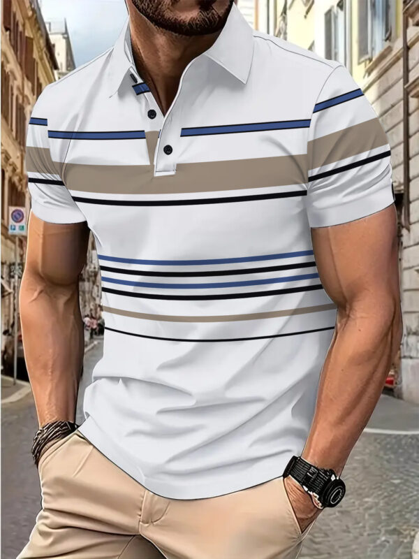 Men's Striped Short Sleeve Summer Business Casual Loose T-shirt - Image 4