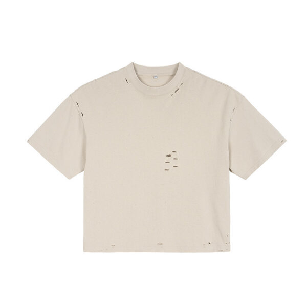 Men's Retro Worn Pure Color Cotton Short Sleeve - Image 4