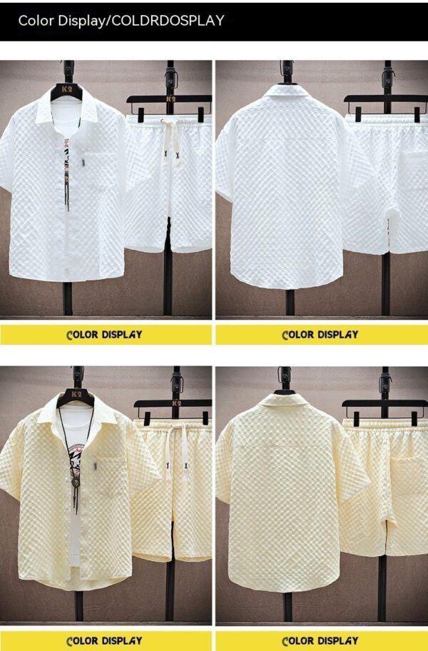 Youth Summer Suit Men's Loose Casual Shirt Short-sleeved Shorts - Image 3