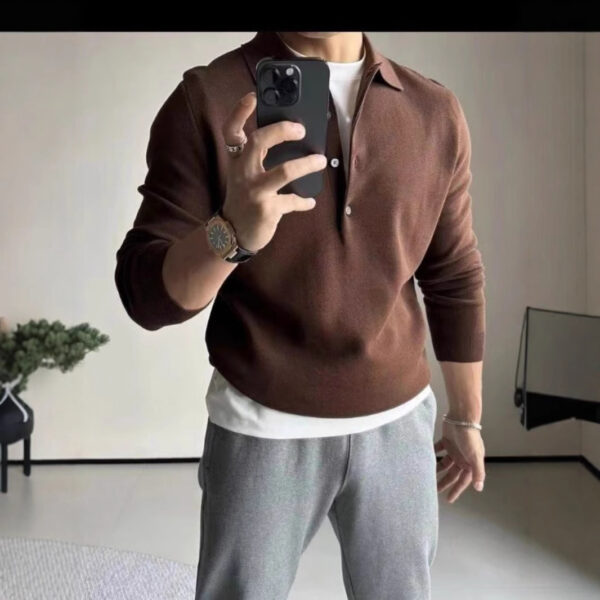 Knitted Long Sleeve Casual Bottoming Shirt - Image 6