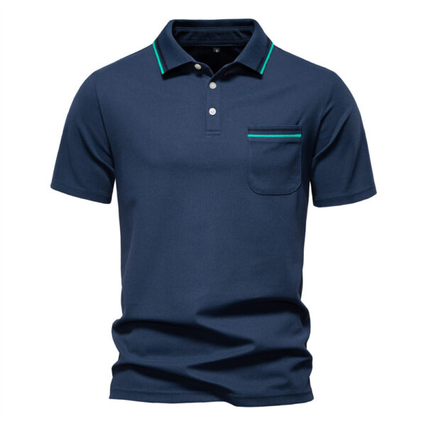 Short-sleeved Polo Shirt Striped Lapel Business Casual Top Men - Image 4