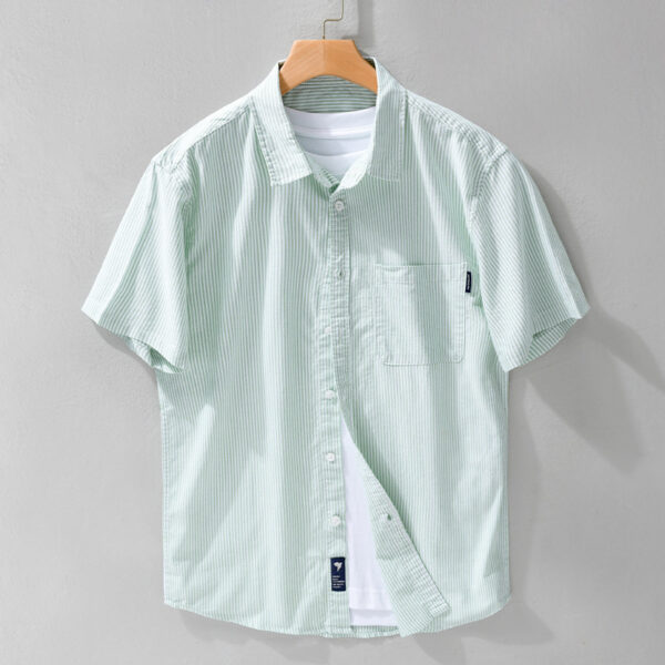 Summer Menswear Striped Minimalist Short Sleeve Shirt - Image 5