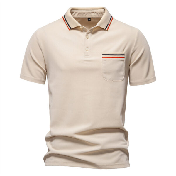 Short-sleeved Polo Shirt Striped Lapel Business Casual Top Men - Image 10
