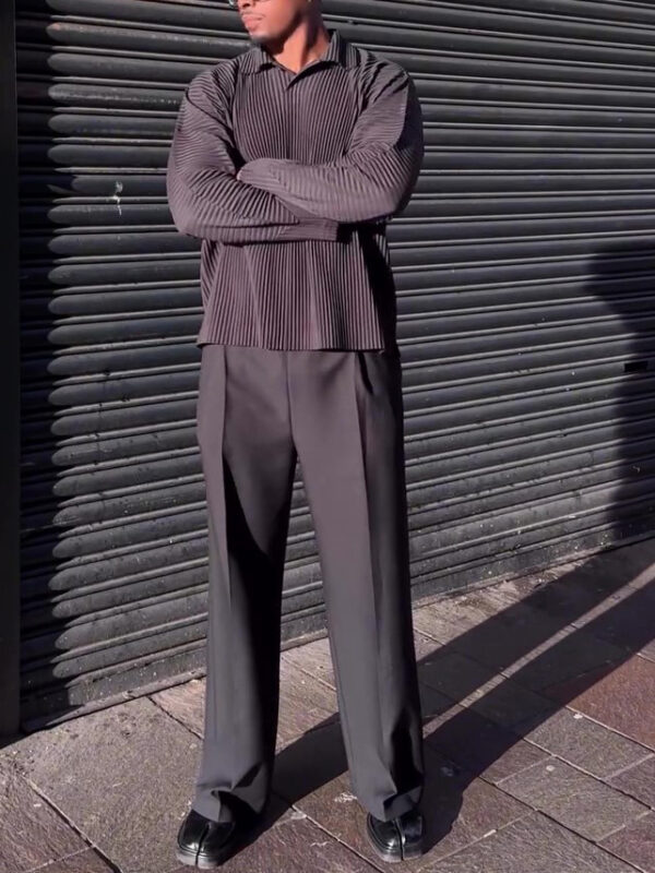 Men's Casual Pleated Long-sleeved Top - Image 3