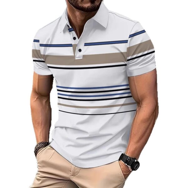 Men's Striped Short Sleeve Summer Business Casual Loose T-shirt - Image 2