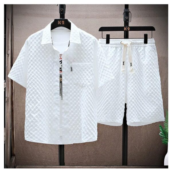 Youth Summer Suit Men's Loose Casual Shirt Short-sleeved Shorts - Image 4