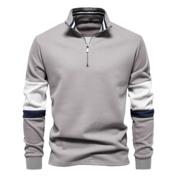 Polo Collar Contrast Color Casual All-matching Hoodie - Image 6