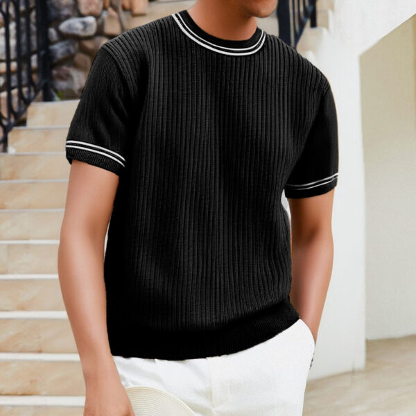 Men's Complex Knitwear Short Sleeve T-shirt Round Neck - Image 5
