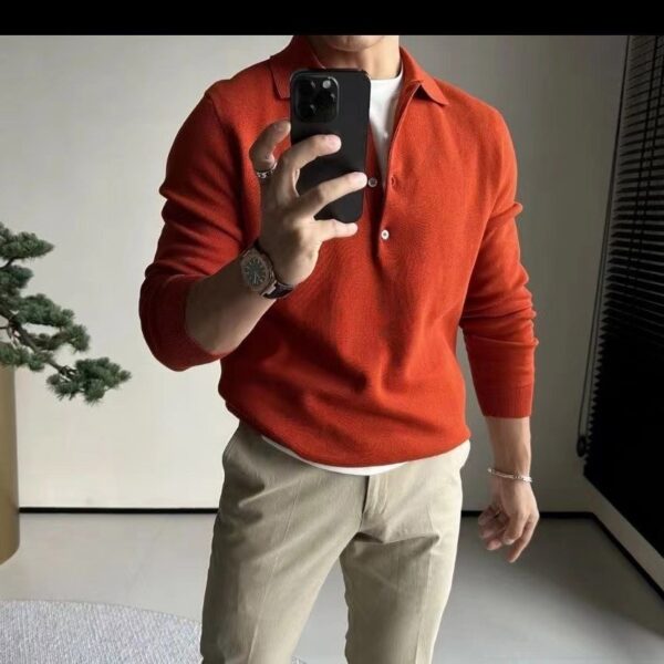 Knitted Long Sleeve Casual Bottoming Shirt - Image 9