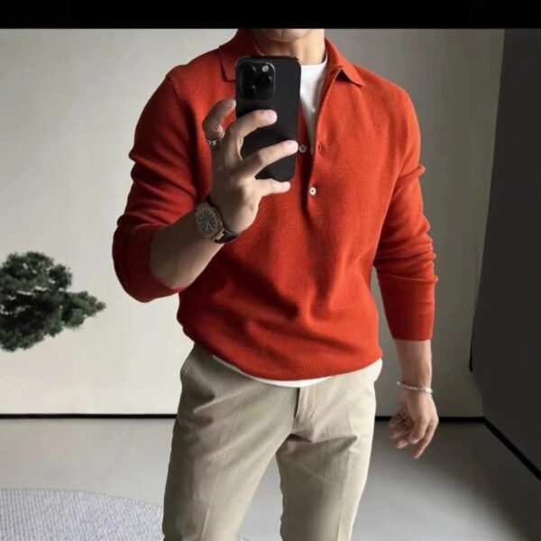 Knitted Long Sleeve Casual Bottoming Shirt - Image 7