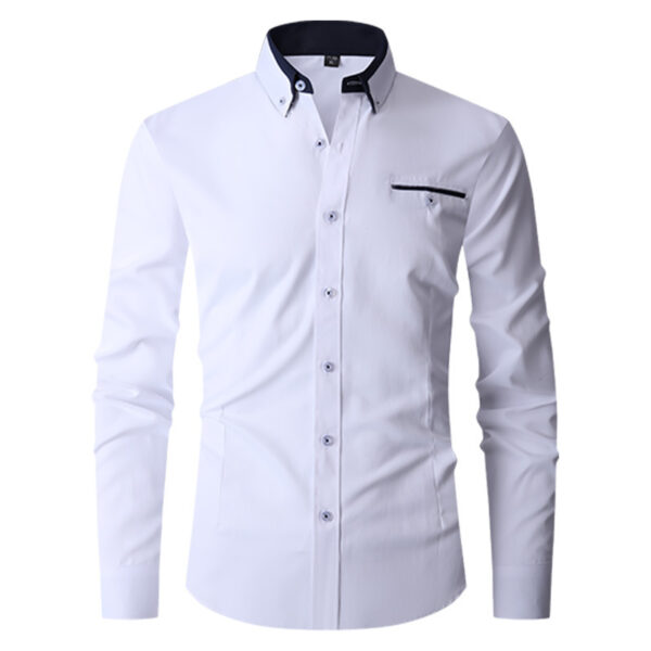 Faux Pocket Decorative Men's Long-sleeved Shirt European Size - Image 8
