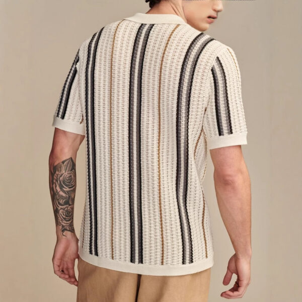 Men's Casual Hollow-out Knitted POLO Cardigan - Image 7