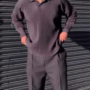 Men's Casual Pleated Long-sleeved Top
