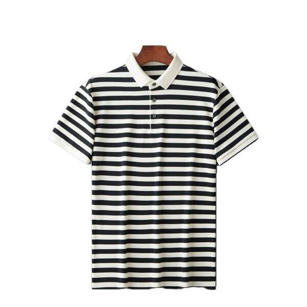 Lapel Jacquard Stripes Breathable Sweat Absorbing Business Casual Men's Clothing - Image 4