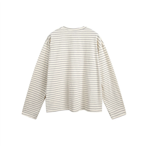 American Retro Men's Clothes Striped Long Sleeve Embroidered Button T-shirt - Image 2