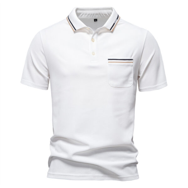Short-sleeved Polo Shirt Striped Lapel Business Casual Top Men - Image 2