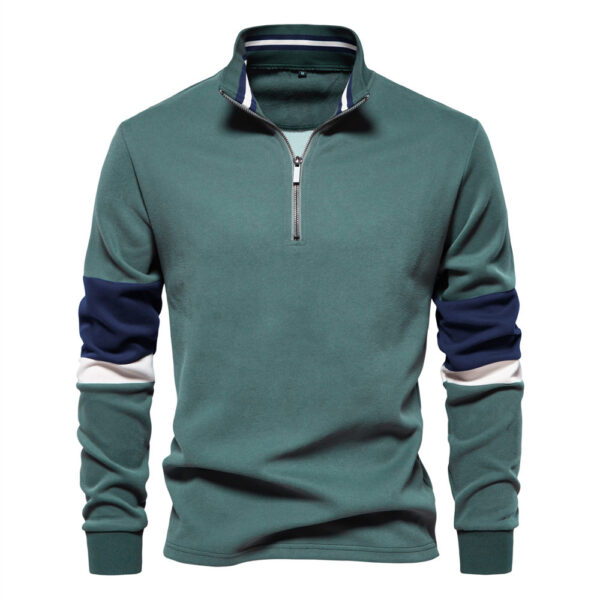 Polo Collar Contrast Color Casual All-matching Hoodie - Image 2