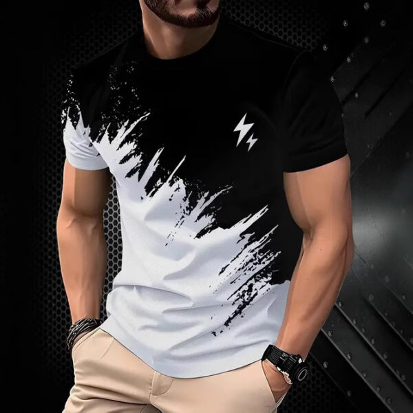 New Fashion Casual High Quality Contrast Color Men's Short Sleeve T-shirt - Image 7